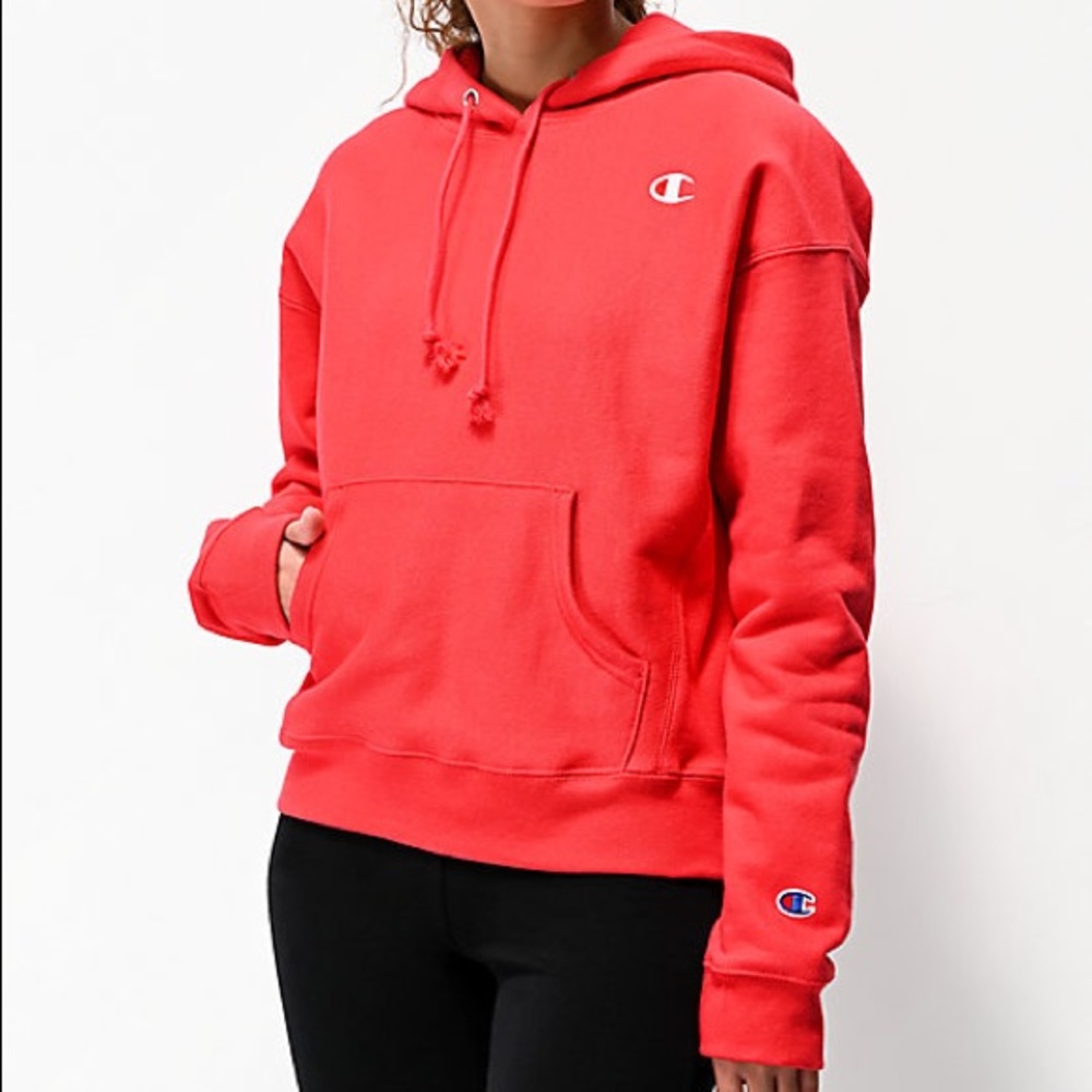 RED CHAMPION HOODIE